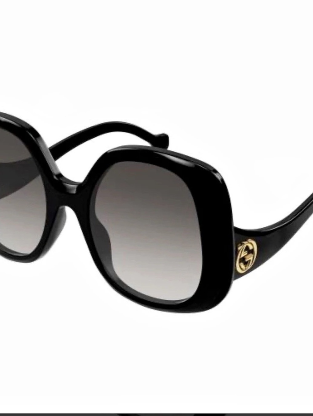 Gucci GG0022S Oversized Square Sunglasses Black upside down temples